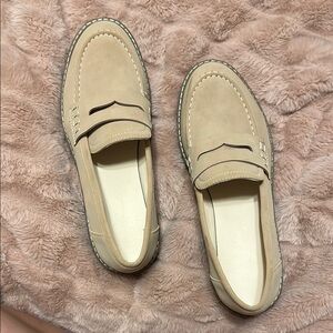 Beige Loafers with Stitch Detail